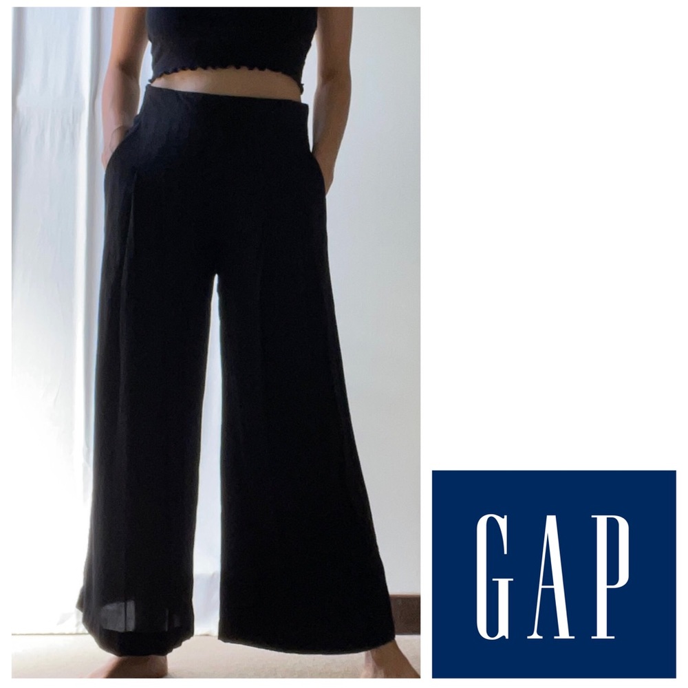 GAP Black High Rise Pleated Palazzo Wide Leg Pants